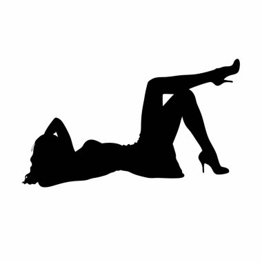 Siyah külotlu, siluet seksi kadın bacakları. vektör