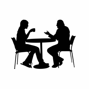 Kafede kahve içen iki kişi..