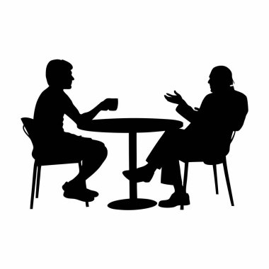 İki iş adamı silueti masada oturup konuşuyorlar.