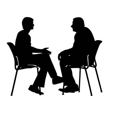 Masada oturan bir erkek ve bir kadının silüetinin vektör çizimi