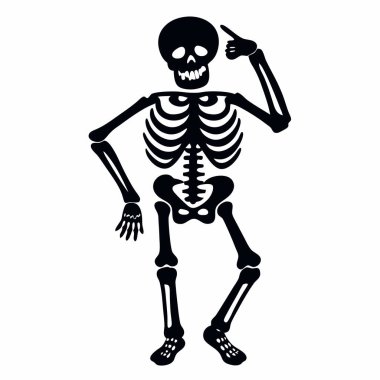 Çapraz kollu ölü bir kafatasının silüeti..