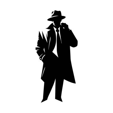 Elinde puro olan bir adamın siyah silueti. vektör illüstrasyonu