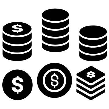 Para ikonu vektör kümesi çizimi yığını (4)