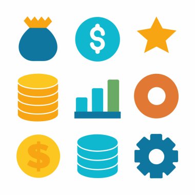 Para ikonu vektör kümesi çizimi yığını (9)