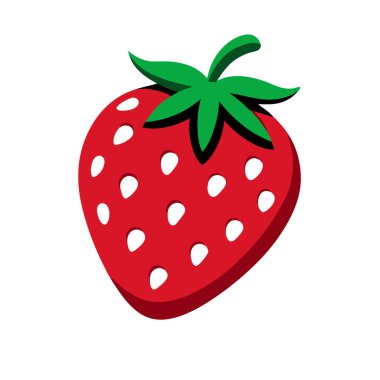 Çilekli meyve ikonu, düz stil.