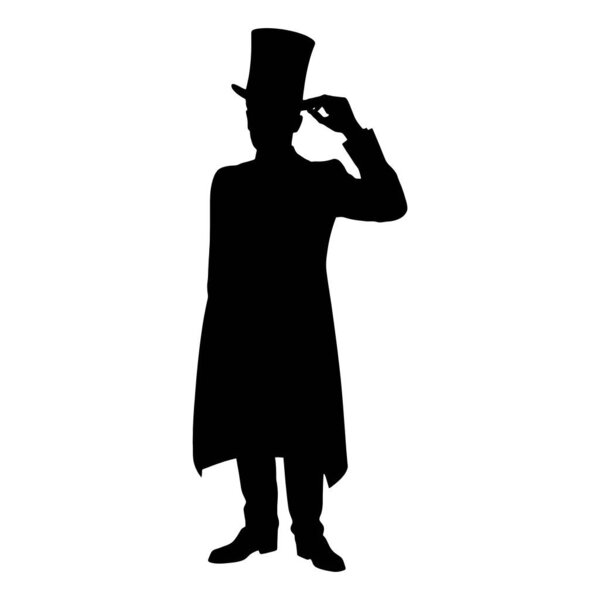 silhouette of a man in a hat with a bow tie
