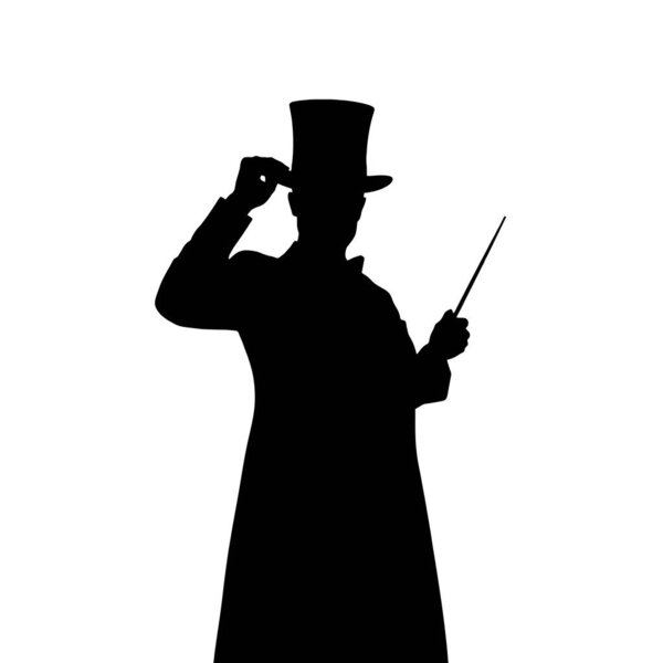 magician magician silhouette with a white background