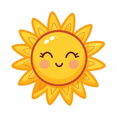Mutlu gülümseyen güneş ikonu, renkli tasarım