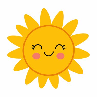 İzole mutlu gülümseyen güneş ikonu. vektör çizimi tasarımı