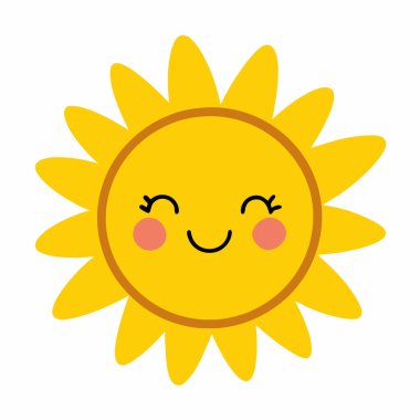 Tatlı güneş çizgi film ikonu izole edildi