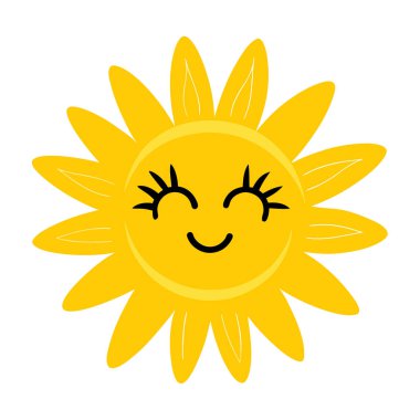 Gülümseyen sevimli güneş, vektör çizimi