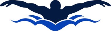 yüzme logosu vektörü, su vektörü siluetinde yüzen bir adam (7)