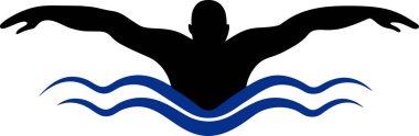 yüzme logosu vektörü, su vektörü siluetinde yüzen bir adam (4)
