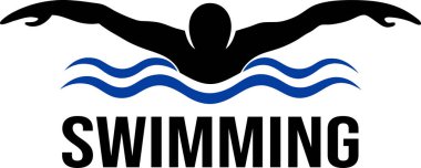 yüzme logosu vektörü, su vektörü siluetinde yüzen bir adam (5)