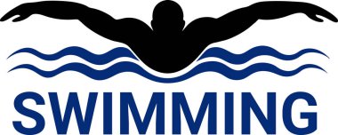 yüzme logosu vektörü, su vektörü siluetinde yüzen bir adam (8)