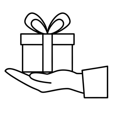 El çizimi çizimi biçim vektör illüstrasyon tasarımlı hediye kutusu