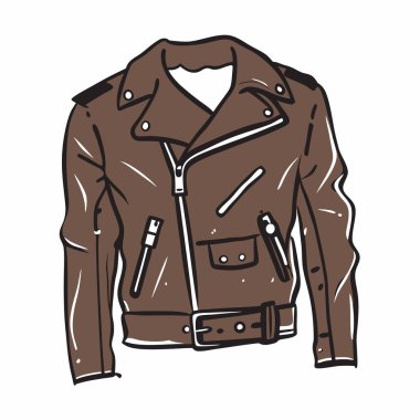 Kahverengi deri ceketli bir ceket. Vektör çizimi. izole.