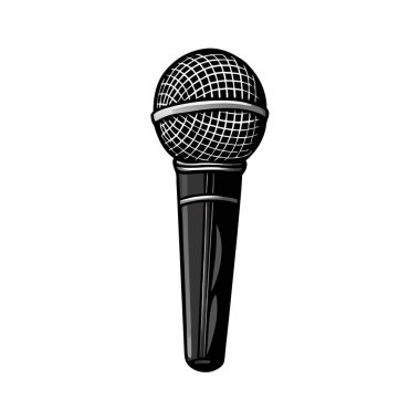 Beyaz arkaplanda izole edilmiş bir mikrofonun vektör çizimi