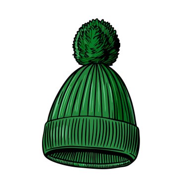 Beyaz arka planda yeşil şapka. vektör illüstrasyonu.