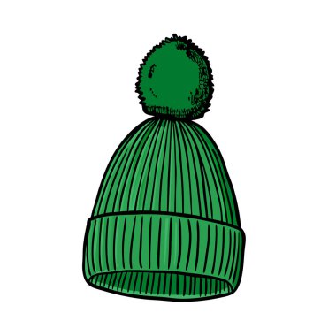 Örgü başlık, taslak, vektör, illüstrasyon