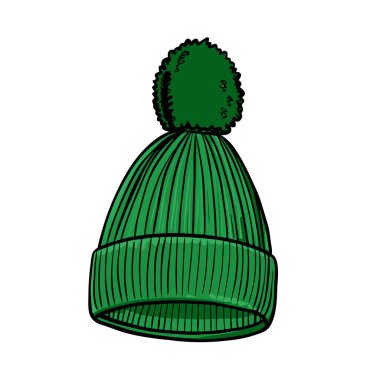 Örülmüş yeşil şapka beyaz arka planda izole edilmiş. vektör illüstrasyonu