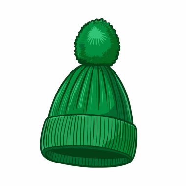 Yeşil örülmüş başlık beyaza izole edilmiş. vektör illüstrasyonu