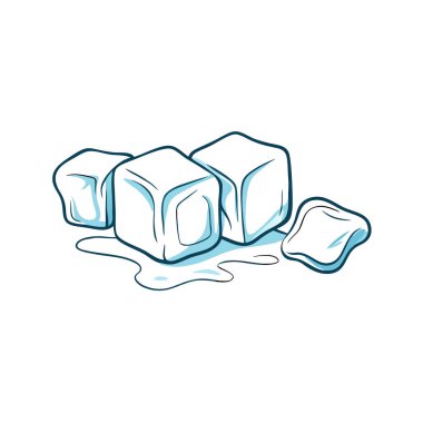 Bardakta buz. Vektör çizimi. beyaz arkaplanda izole.