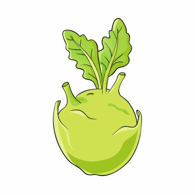 yeşil taze sebze çizgi film vektör çizimi