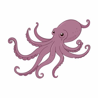 Beyaz arka planda izole edilmiş karikatür deniz ahtapotu. vektör illüstrasyonu.