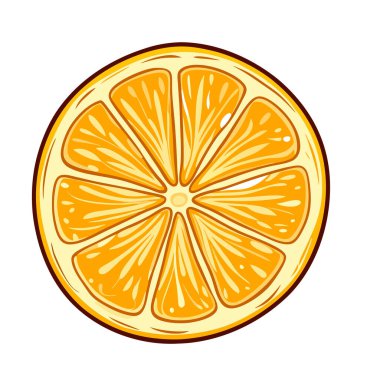 portakal suyu ikonu. Web için portakal dilimi vektör simgesinin karikatür çizimi