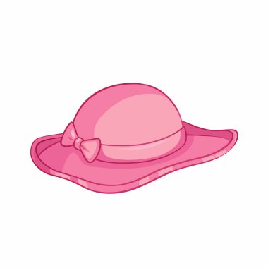 pembe kadın şapka ikonu, çizgi film tarzı.