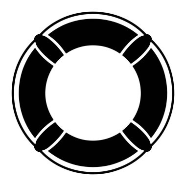 Yüzük şamandırası olarak da bilinen siyah-beyaz bir can yeleği. Dairesel cihazın kalın siyah bir dış halkası ve daha ince beyaz bir iç halkası var. Çevrenin etrafında eşit aralıklarla birkaç siyah bölge var.