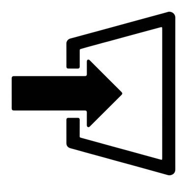 Açık bir kapı ya da girişe bakan siyah bir ok tasvir edilir. Ok simsiyah ve keskin bir ok ucu var. Kapı girişi siyahla çizilmiş ve trapezoidal şekli var, açılışta daha geniş ve arkaya doğru daralıyor. Geri kafalı.