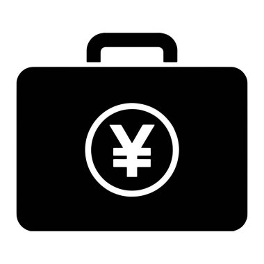 Beyaz arka planda siyah bir evrak çantasının silueti sergilenir. Beyaz bir daire, çantanın önüne merkezden yerleştirilmiş beyaz yen sembolünü içerir. Evrak çantasının üstünde tek bir kabza var..