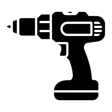 Kablosuz matkabın siyah bir silueti beyaz arka planda sergilenir. Matkap ön tarafta sivri uçlu bir uç, tetik tutacağı ve tabanında bir batarya paketi içeriyor. Tasarım temiz ve minimalisttir. 