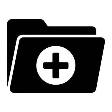 Açık bir klasörü tasvir eden siyah bir simge. Dosyanın önünde, beyaz bir daire siyah artı sembolü içeriyor. Dizin köşeleri yuvarlak.