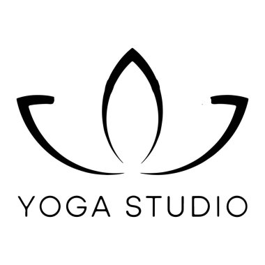 Üzerinde stilize nilüfer çiçeği bulunan siyah beyaz bir logo 