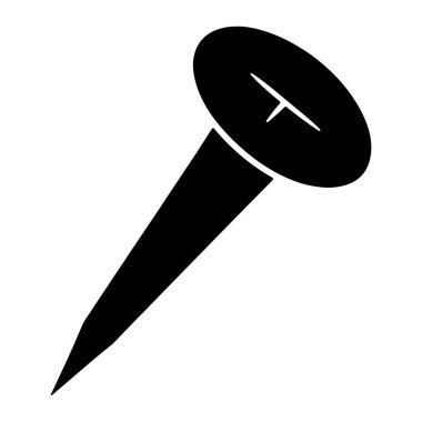 Sivri uçlu ve düz başlı siyah bir vida grafiği. Kafasının içinde tek bir delik var. Vidalar beyaz arkaplanda izole edilmiş..