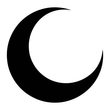 Katı, siyah bir hilal şekli beyaz arka planda resmedilir. Hilal kıvrımlı, bir ucu sivri, bir ucu yuvarlak, bu da farklı bir ay faz temsili yaratıyor. Siyah dolgu pürüzsüz ve donuk, kenarları temiz.