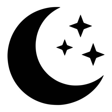 Beyaz arka planda siyah bir hilal tasvir edilir. Ayın sağında, üç siyah dört köşeli yıldız beyaz uzaya dağılmıştır. Görüntü, gök cisimlerinin basit, grafik bir temsilidir.