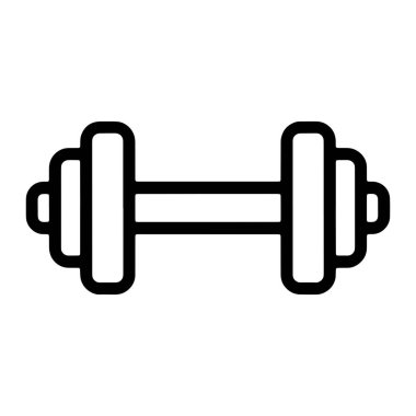 Bir dambılın siyah ana hatlı simgesi. Dambılın her iki ucunda dairesel ağırlıklar olan merkezi bir barı var. Ağırlıklar çoklu yuvarlak katmanlarla tasvir edilir. Simge beyaz arkaplanda.