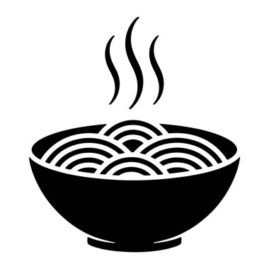 Siyah ve beyaz grafikli bir resimde buharda pişmiş eriştelerle dolu bir kase tasvir ediliyor. Erişteler eş merkezli yay şeklinde dizilmiş. Bu da ramen ya da benzer bir erişte tabağı olduğunu gösteriyor. Eriştenin tepesinden üç dalgalı çizgi yükseliyor.