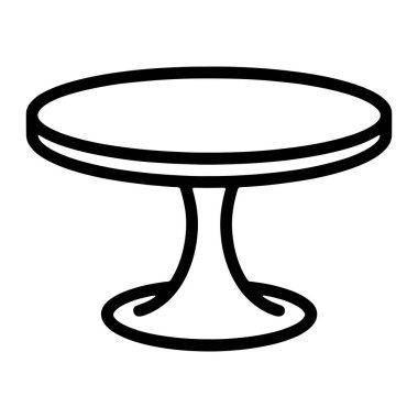 Yuvarlak bir kaide tablosunun basit bir siyah beyaz tasviri. Masanın kalın kenarlı dairesel bir üstü ve daha geniş dairesel bir ayağa uzanan tek kavisli bir tabanı vardır. Çizgiler cesur ve temiz, bir minimalist yaratıyor.