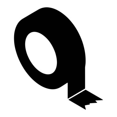 Bir rulo yapışkan bandın basit bir siyah silueti beyaz arka planda tasvir edilir. Teyp izometrik bir perspektifte gösteriliyor, bandın bir kısmı açılıp ucu sivri bir kenar şeklinde yırtılıyor. Çekirdeğin çekirdeği... 