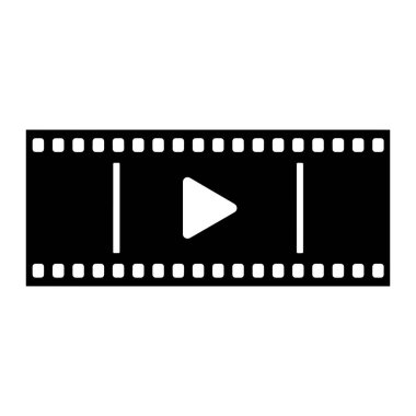 Ortasında beyaz bir çalma düğmesi olan siyah bir film şeridi. Film şeridinin üst ve alt kenarları boyunca delikleri temsil eden bir dizi beyaz kare vardır. Film şeridinde iki dikey beyaz çizgi görünür, oyunun her iki tarafında da.