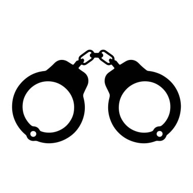 Bir çift kelepçenin siyah silueti düz beyaz arka planda sergilenir. Kelepçeler kısa metal bir zincirle bağlanmış. Her manşetin bir dairesel açıklığı ve dış tarafında küçük dairesel bir detay var..