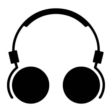 Basit bir siyah kulaklık silueti beyaz bir arkaplan üzerine kuruludur. Kulaklıklarda iki dairesel kulaklığı birbirine bağlayan kıvrımlı bir saç bandı var. Tasarım temiz ve minimalist, ses aksesuarının temel şeklinin ötesinde görünür bir detay yok.