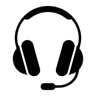 Beyaz arka planda mikrofonlu siyah bir kulaklık görüntülenir. Kulaklıkta, bir kulaklıktan yayılan bir mikrofonla bantlanmış iki kulaklık bulunuyor. Tasarım basit ve grafiktir, genellikle i olarak kullanılır.