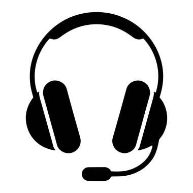 Beyaz arka planda mikrofonlu siyah bir kulaklık görüntülenir. Kulaklıkta kafanın üzerinden geçen bir bandın birbirine bağladığı iki kulaklık var. Kulaklıklardan birinden öne doğru bir mikrofon kolu uzanıyor. Tasarım...