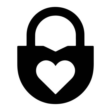 Vücudundan kesilmiş kalp şeklinde siyah bir asma kilit silueti düz beyaz bir arkaplanda sergilenir. Asma kilidin yuvarlak bir üstü ve alt kısmı kalp şeklinin merkezde olduğu kıvrımlı bir tabanı vardır. Genel olarak d